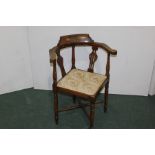 Edwardian mahogany and inlaid corner chair