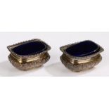 Pair of Victorian silver salts, London 1896, maker William Harrison Walter, with gadrooned cast rims