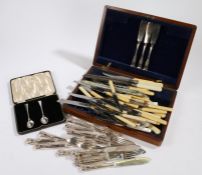 Flatware to include fish knives and forks, carving set, simulated bone handled knives etc. (qty)