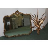 Gilt metal wall sconce, together with a wall mirror, (2)