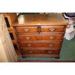 George III style oak chest of two short and three long drawers, 91cm wide