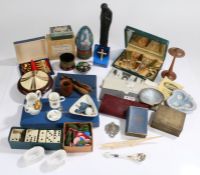 Works of art, to include dominos, cased spoons, cigarette box, cloisonne egg etc. (qty)