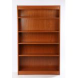 Teak open bookcase, with four shelves, on a plinth base, 89.5cm wideOne shelf support missing,