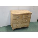 Pine chest of drawers, with a rectangular top above two short and two long drawers, 86cm wide