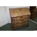 19th Century mahogany bureau, with chequer stringing