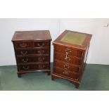 George III style mahogany chest of drawers, of small proportions, together with a mahogany filing