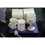 Porcelain, to include two Coalport plates in the boxed, two boxed mugs, a Spode and a Crown Ducal