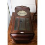 Mid 20th Century wall clock, the silvered dial with Arabic numerals, 32cm x 77cm