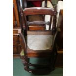 Pair of Victorian mahogany dining chairs, with curved cresting rails, scroll crved splat backs,
