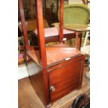 George III style mahogany occasional table, a stool and a 19th Century mahogany pot cupboard, (3)