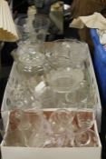 Collection of glass ware, drinking glasses and containers, (qty)