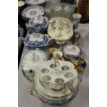 Collection of pottery and porcelain, to include a pair of tureens and covers, another three tureens,
