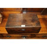 Edwardian oak writing box with black leather lined writing surface. 35cm wide