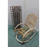 Bamboo rocking chair, together with a wine rack, (2)