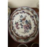 Three pottery meat plates, (3)