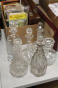 Six glass decanters, each of a different design, (6)