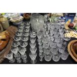 Collection of glass, to include cut glass sherry glasses, wine glasses, tumblers, together with