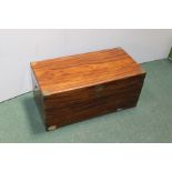 Campaign style camphor wood chest, with brass corner mounts, 83cm wide