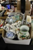 Collection of pottery and porcelain, to include a large jug, vases, dishes, etc, (qty)