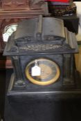 Edwardian slate mantel clock, the gilt and black dial with Roman numerals, signed Sir John Bennett