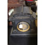 Edwardian slate mantel clock, the gilt and black dial with Roman numerals, signed Sir John Bennett