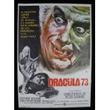 Dracula 73 (1972), Spanish one sheet film poster, starring Christopher Lee and Peter Cushing,