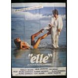 "10" (1979), Bus stop film poster in French, starring Dudley Moore, Julie Andrews and Bo Derek,