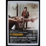 El Graduado (the Graduate) (1967), Spanish one sheet film poster, starring Anne Bancroft, Dustin