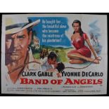 Band of Angels (1957) - British Quad film poster, starring Clarke Gable, and Yvonne DeCarlo, folded,