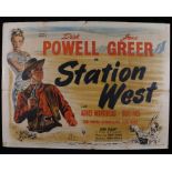 Station West (1948) - British Quad film poster, starring Dick Powell and Jane Greer, folded, 30" x