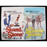 The Sword in the Stone & The Incredible Journey (1963) - British Quad double-bills, folded, 30" x