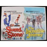 The Sword in the Stone & The Incredible Journey (1963) - British Quad double-bills, folded, 30" x