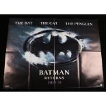 Batman Returns (1992) - British Quad film poster, starring Michael Keaton, Danny DeVito, and