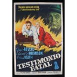 Testimonio Fatal (Tight Spot) (1955), Argentinian film poster, starring Ginger Rogers, Edward G.