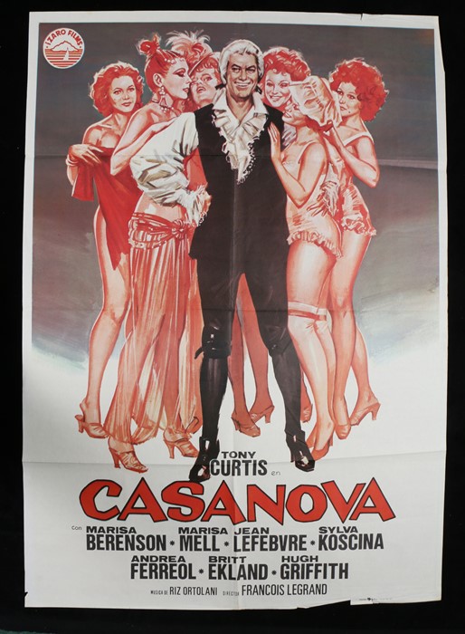 Casanova (1977), Spanish one sheet film poster, staring Tony Curtis, folded, 27 3/4 x 39 1/2