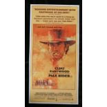 Pale Rider (1985), possibly Australian daybill film poster, starring Clint Eastwood, folded, 13" x