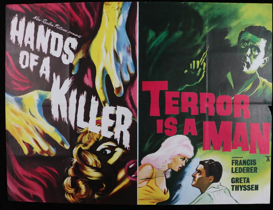 Hands of a Killer & Terror is a Man (1959) - British Quad double-bill poster, starring Francis