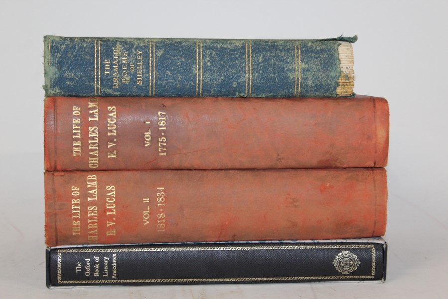 E.V. Lucas the life of Charles Lamb, two volumes, the dramatic poems of Shelley, the Oxford book