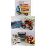 Radofin Tele-Sports, Baja Bug, Mighty Mo bulldozer, three 1:18 scale Cadillacs, dumper truck, Euro