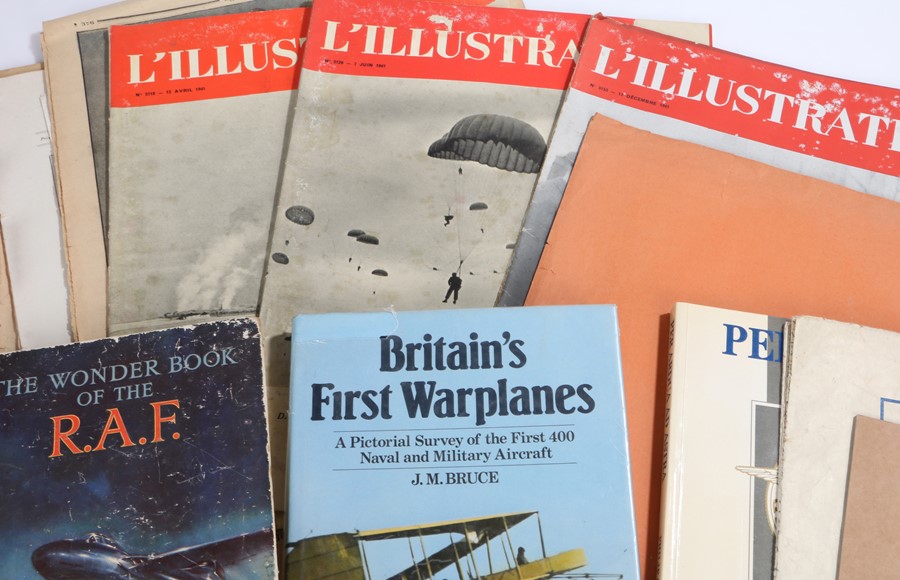 Military Books and Magazines including, The Wonder Book of the R.A.F., Britains First Warplanes, Per