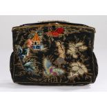 Evening bag embroidered with an Oriental landscape scene