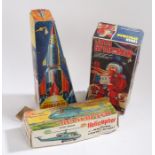 Apollo 11 battery powered space rocket, Mego Corp Lunar Spaceman battery operated, battery