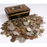 Collection of coins, to include a Crown, shillings, half pennies, three pence pieces etc. all housed
