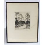 John Fullwood (1854-1931), "In the Trossachs (where twines the path)", signed drypoint etching,