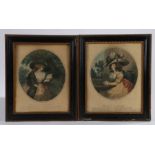 After George Morland (British 1763-1804), a pair of stipple engravings titled 'Delia in Town' and '