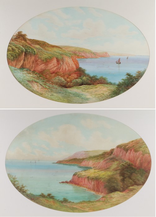 George Oyston (British 1861–1937), pair of seascapes, signed watercolours, dated 1925, housed in