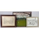 H.G. Goodman, "Sunningdale Old Course 10th Green March 1989", signed oil on board, print depicting