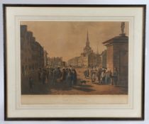 After C. Turner, The View of Castle Street Aberdeen, coloured print, housed in a gilt and ebonised