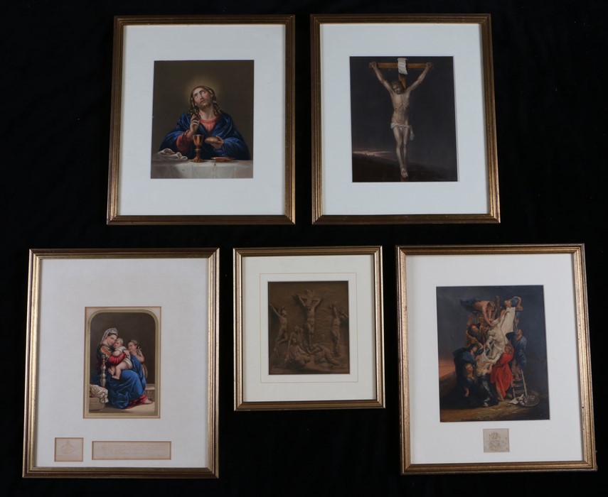 After George Baxter (1804-1867), "The Crucifixion", "The Holy Family", "The Ninth Hour", "Saviour