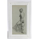Alfred Richard Blundell (1883-1968), female nude, unsigned pencil study, housed in a white painted